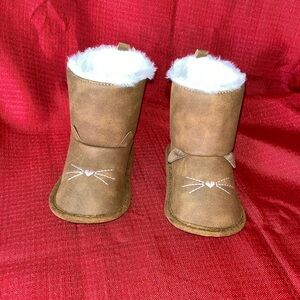 Brown Cat Face Infant Boots